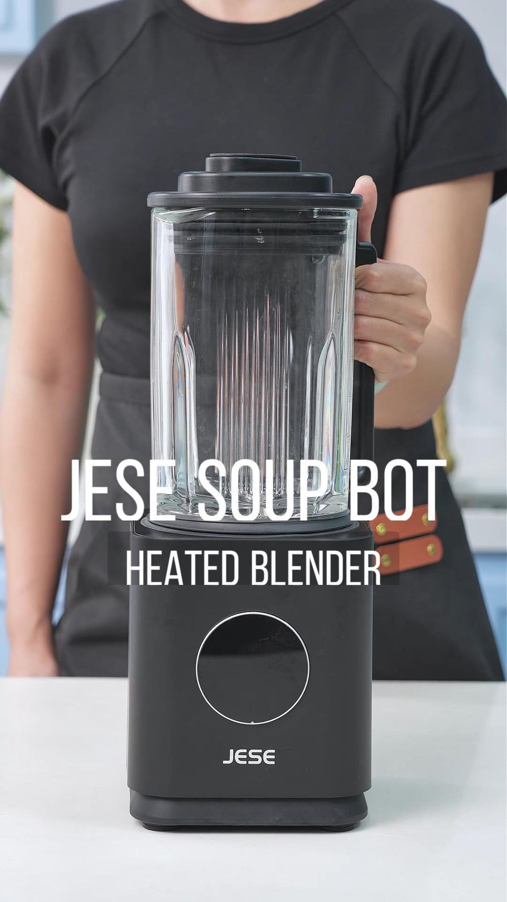 Explore the JESE Heated Blender through this unboxing video. See the 48 Oz glass jar, tamper tool, cleaning brush, power cord, and included accessories. The 2-in-1 Heated Blender combines heating and blending functions to create homemade soups, smoothies, sauces, purees, and more.